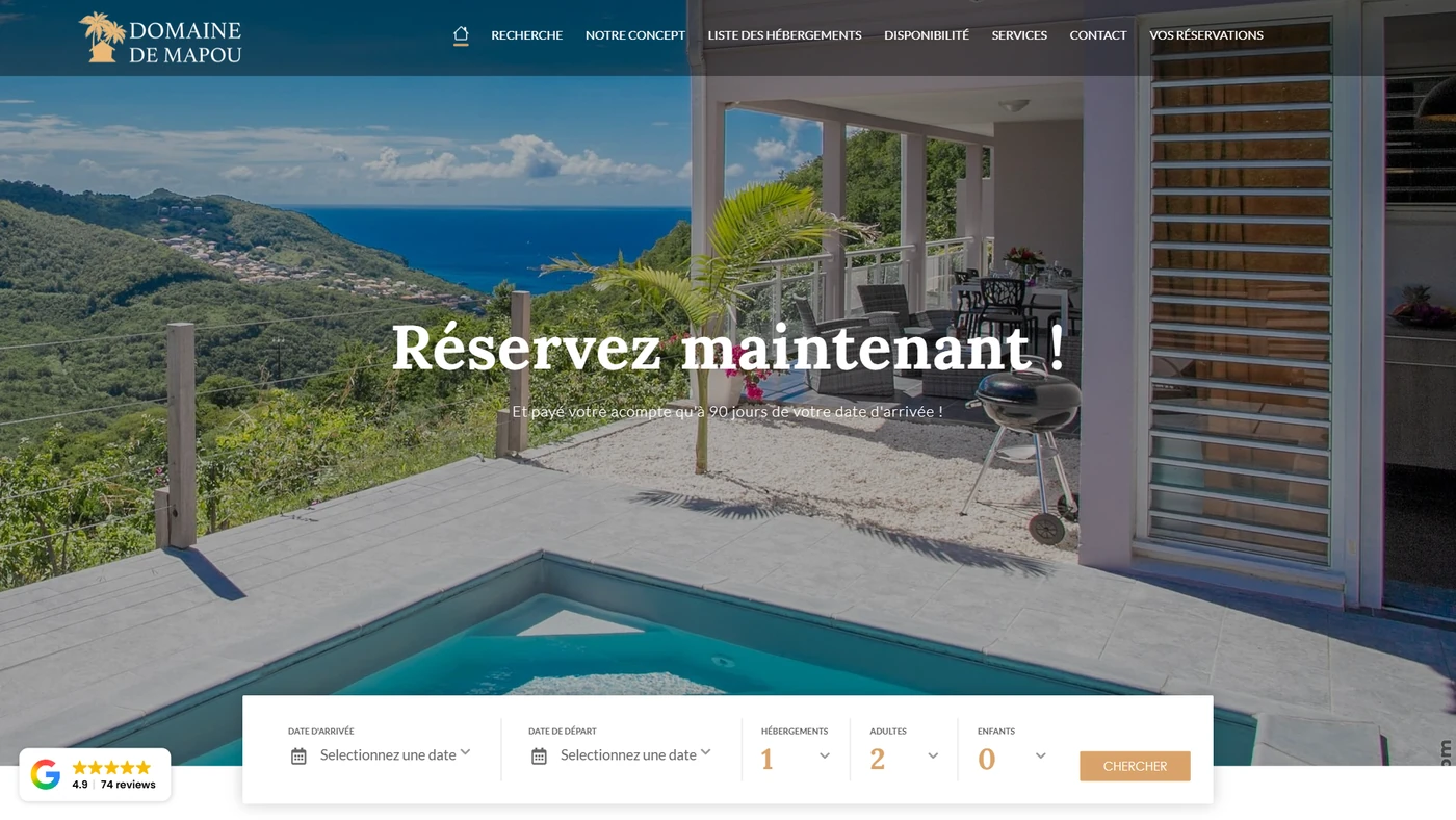 Capture du site Domaine de Mapou